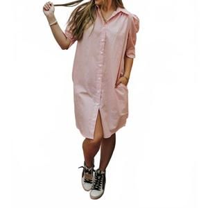 NEW ADRIENNE hayden striped button up dress in red penstripe